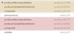 callstack showing producerRecomputeValue and setActiveConsumer