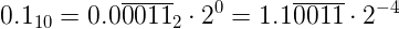 0.1 in normalized scientific notation